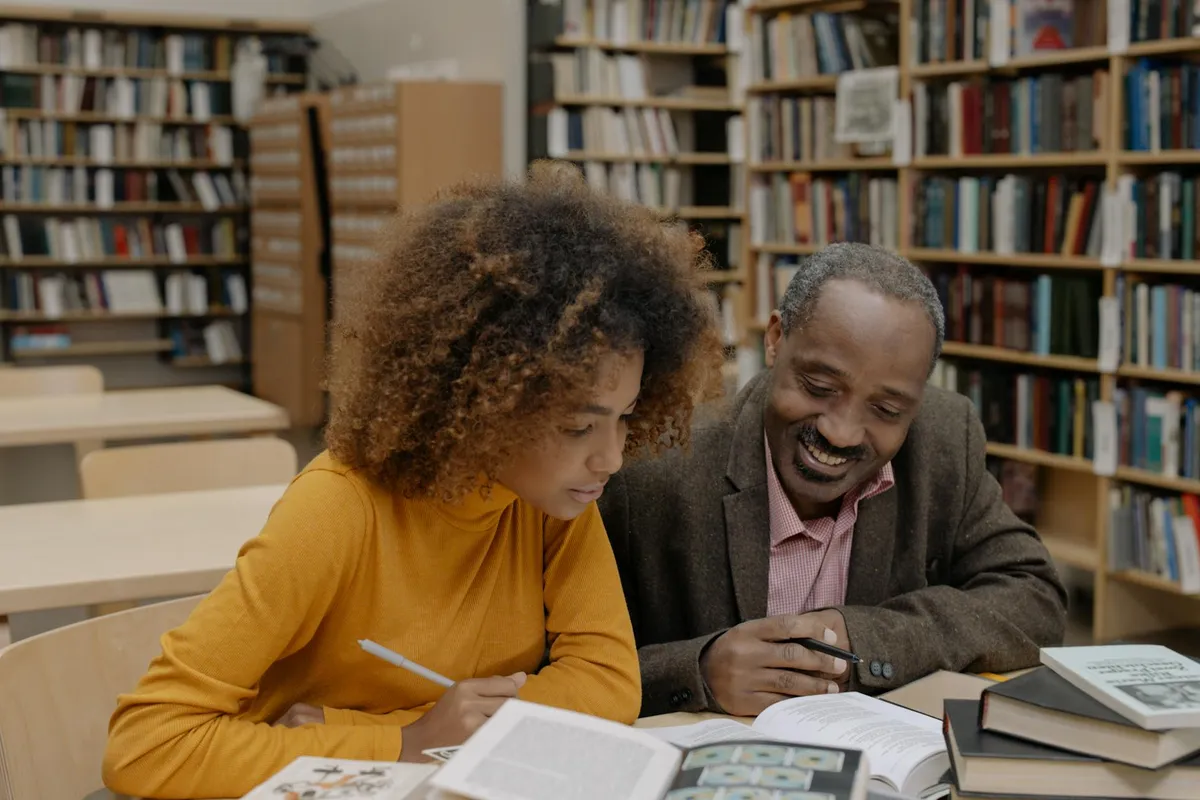 A tutoring session with academic materials